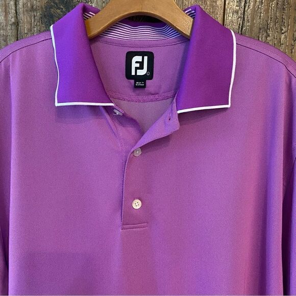 FootJoy Sz L Purple Golf Tennis Pickleball Athleisure Athletic Short Sleeve Polo - Picture 5 of 8